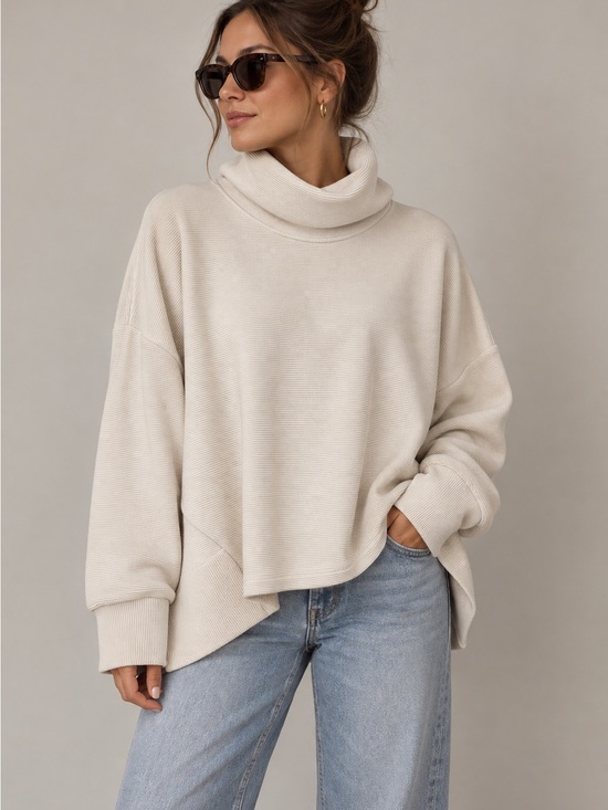 Shambhala Sweaters - Shambhala Oversized Ribbed Turtleneck Sweater | Size XL